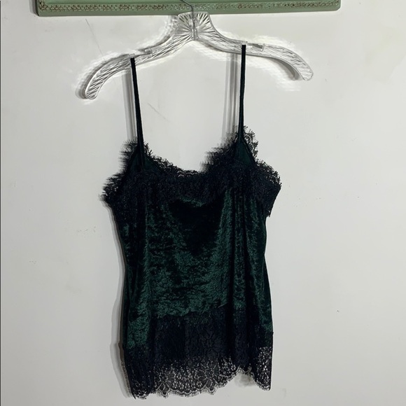 H&M Emerald Green crushed velvet lace tank top women’s small new with tags - Picture 6 of 7